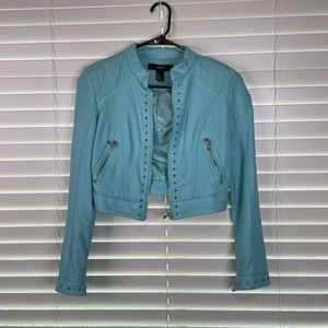 Crop top leather jacket